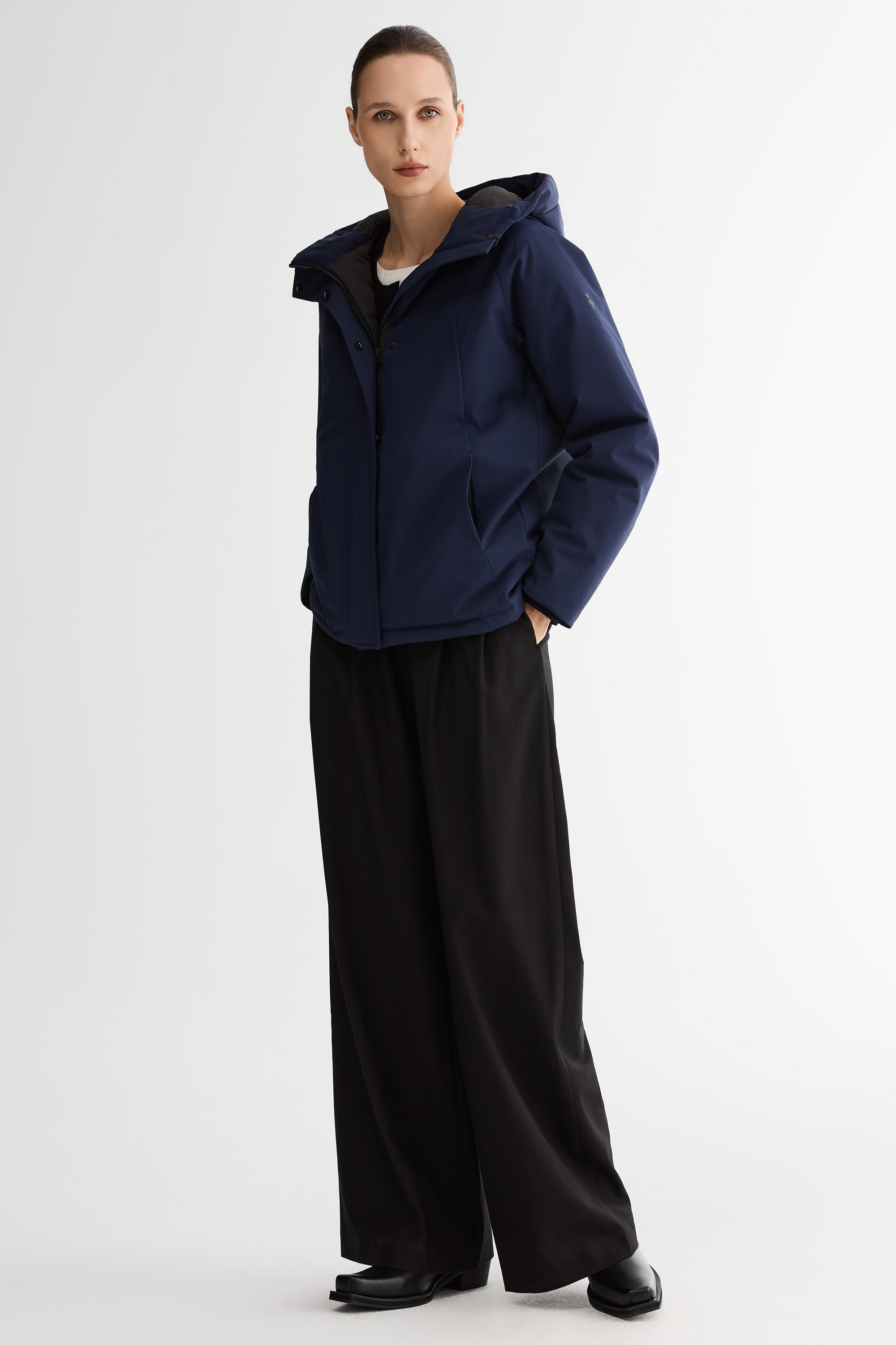 Lightweight Cropped Everyday Parka Jacket orolay #color_navy