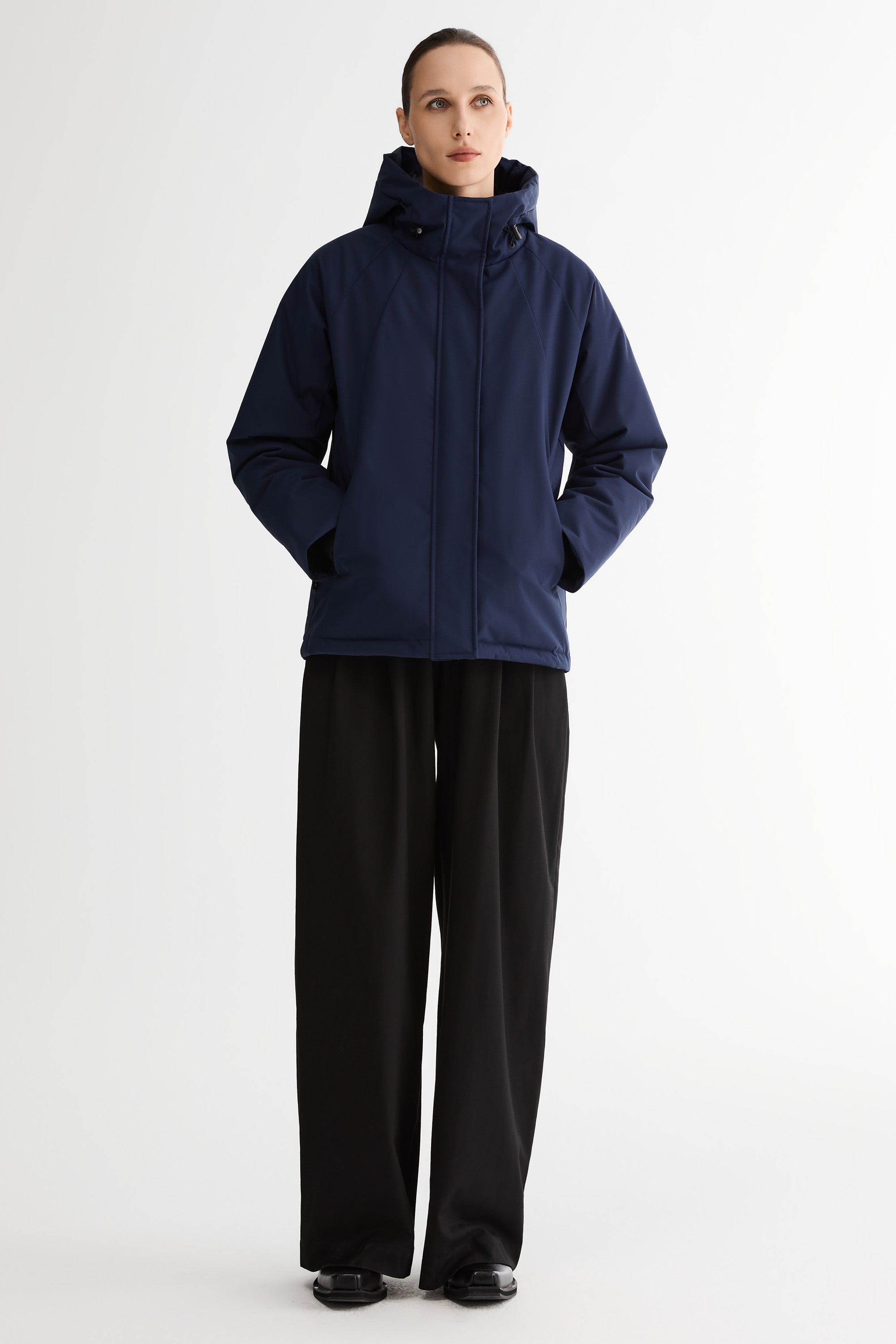 Lightweight Cropped Everyday Parka Jacket orolay #color_navy