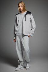 OROLAY Zip Up Rain Jacket Lightweight Hooded Windbreaker #color_gray