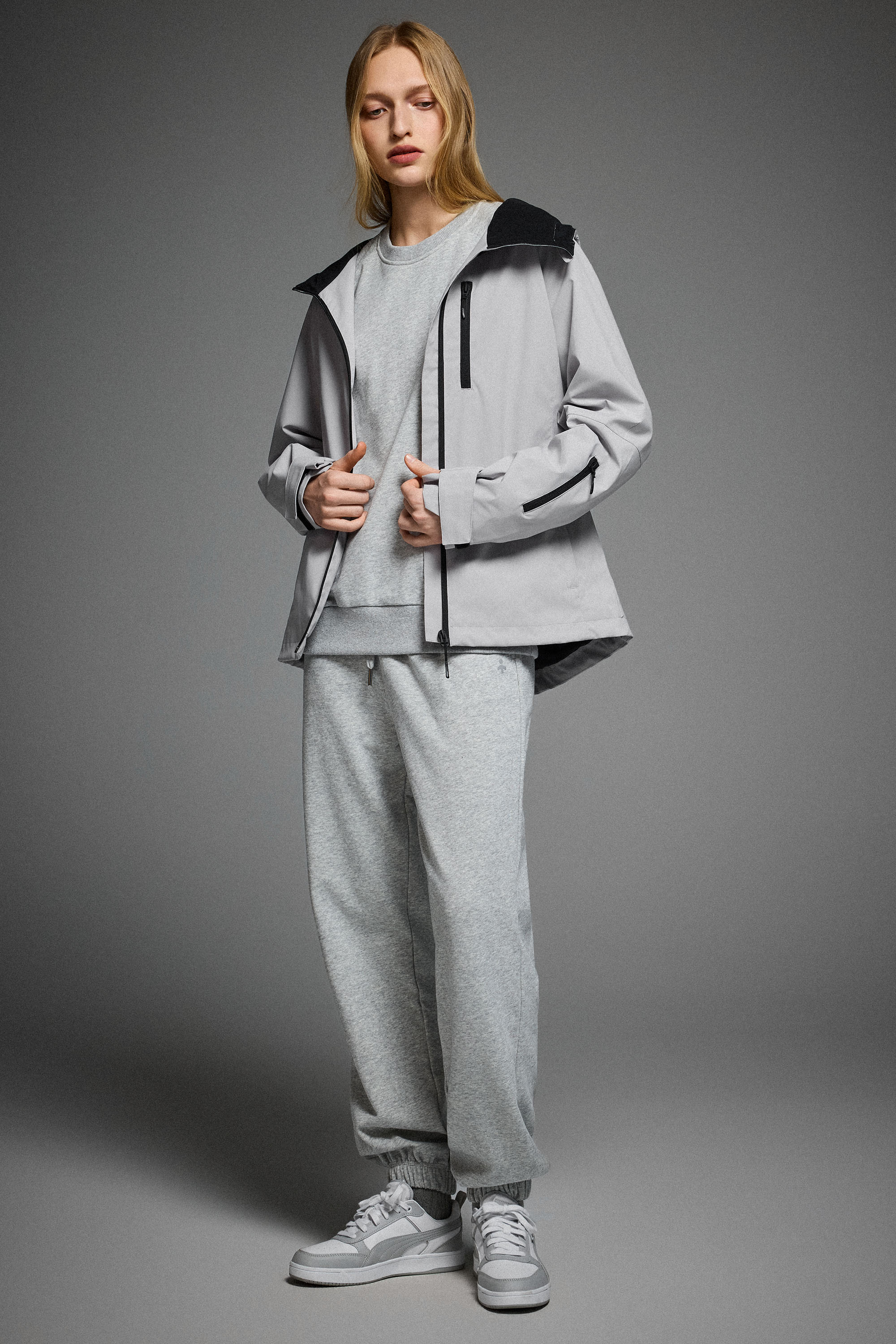 OROLAY Zip Up Rain Jacket Lightweight Hooded Windbreaker #color_gray