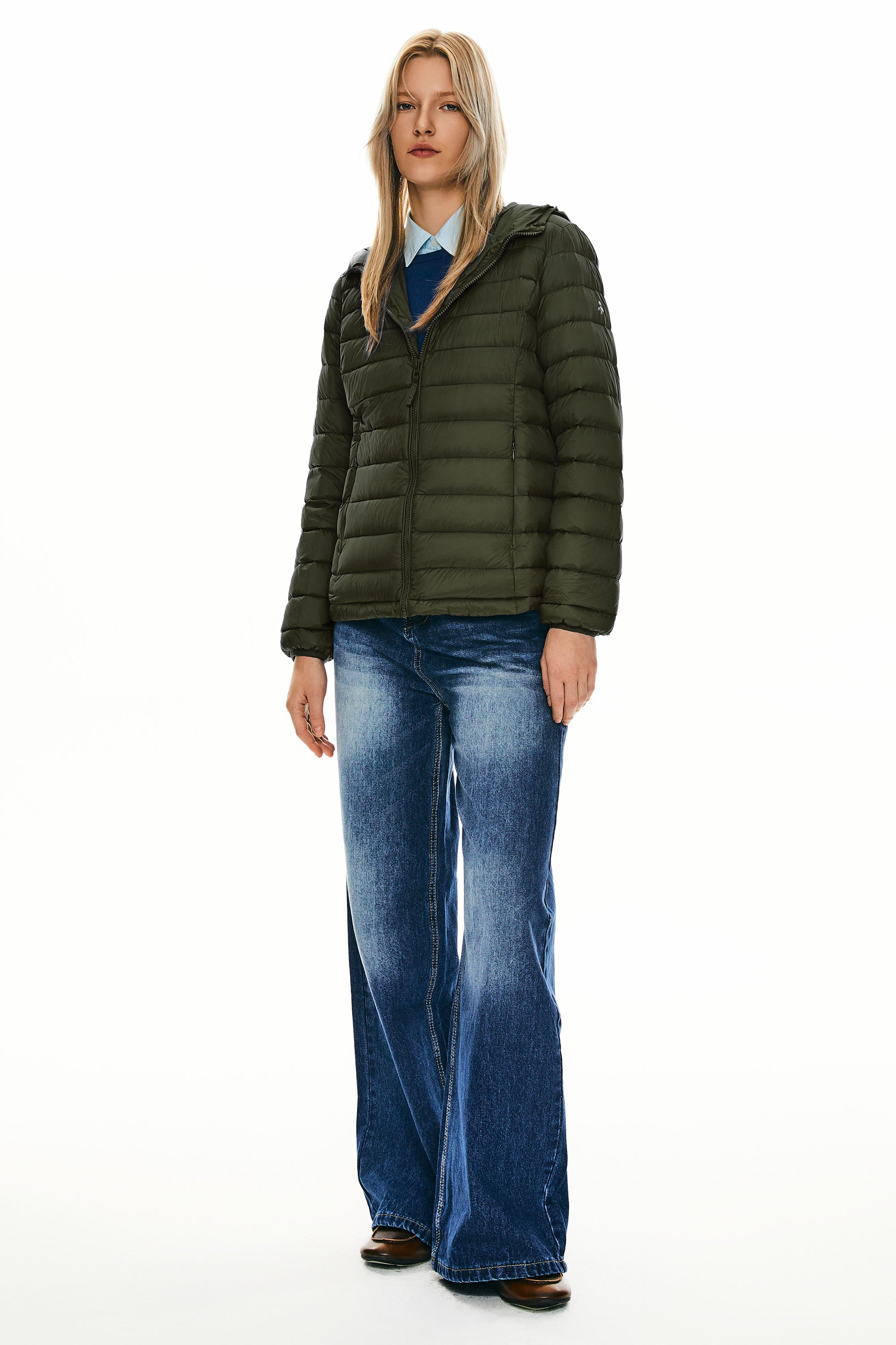 Orolay-Lightweight Packable Down Jacket with Stand Collar-#color_armygreen