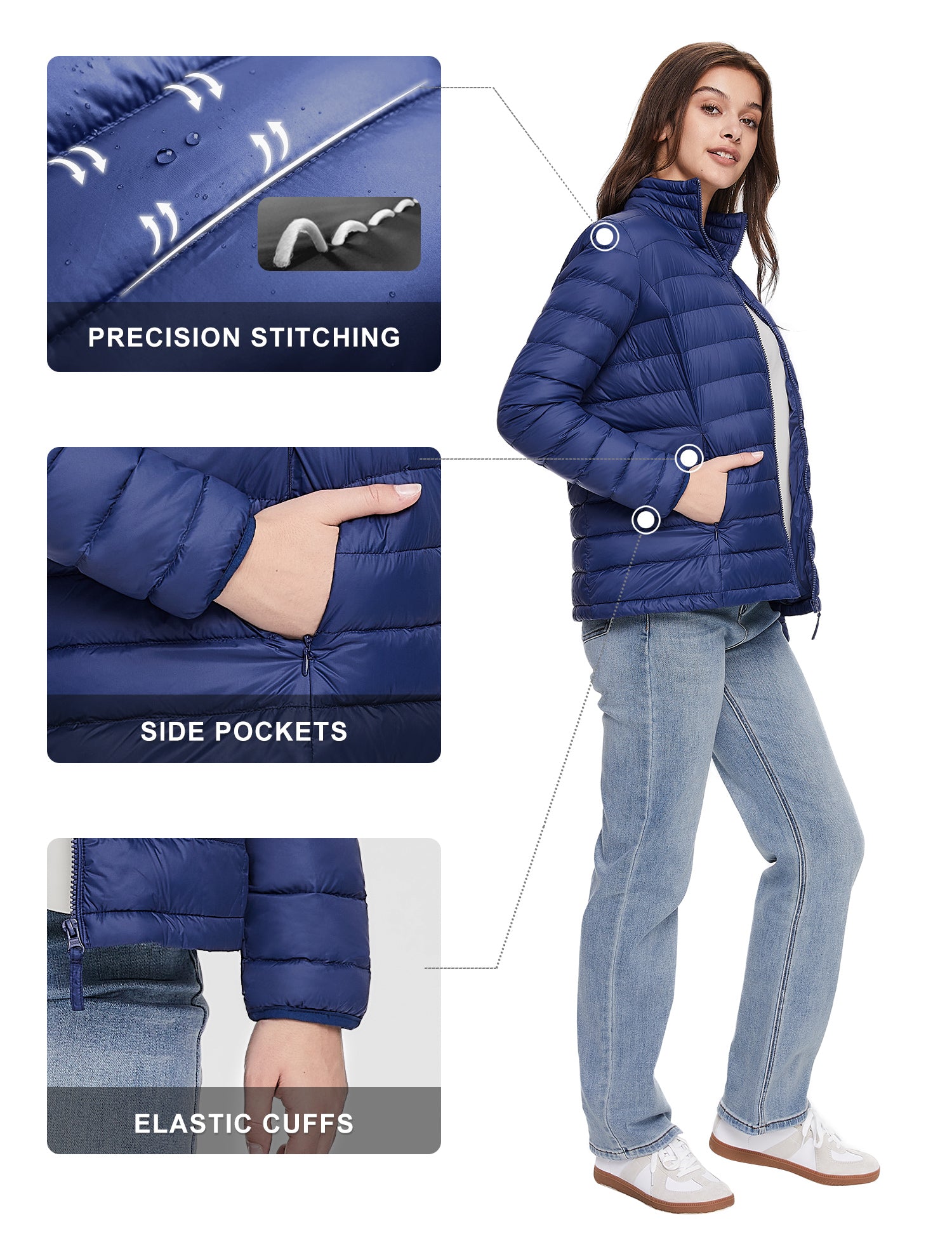Lightweight Quilted Packable Down Jacket - Orolay, #color_Black,Lightgray,navy,khaki,armygreen,Pink