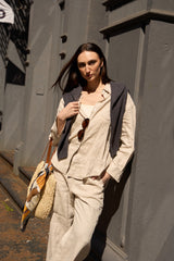 Oversized Linen Button-Up Shirt #color_Natural Ecru