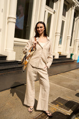 Oversized Linen Wide-Leg Drawstring Pants Orolay #color_Natural Ecru