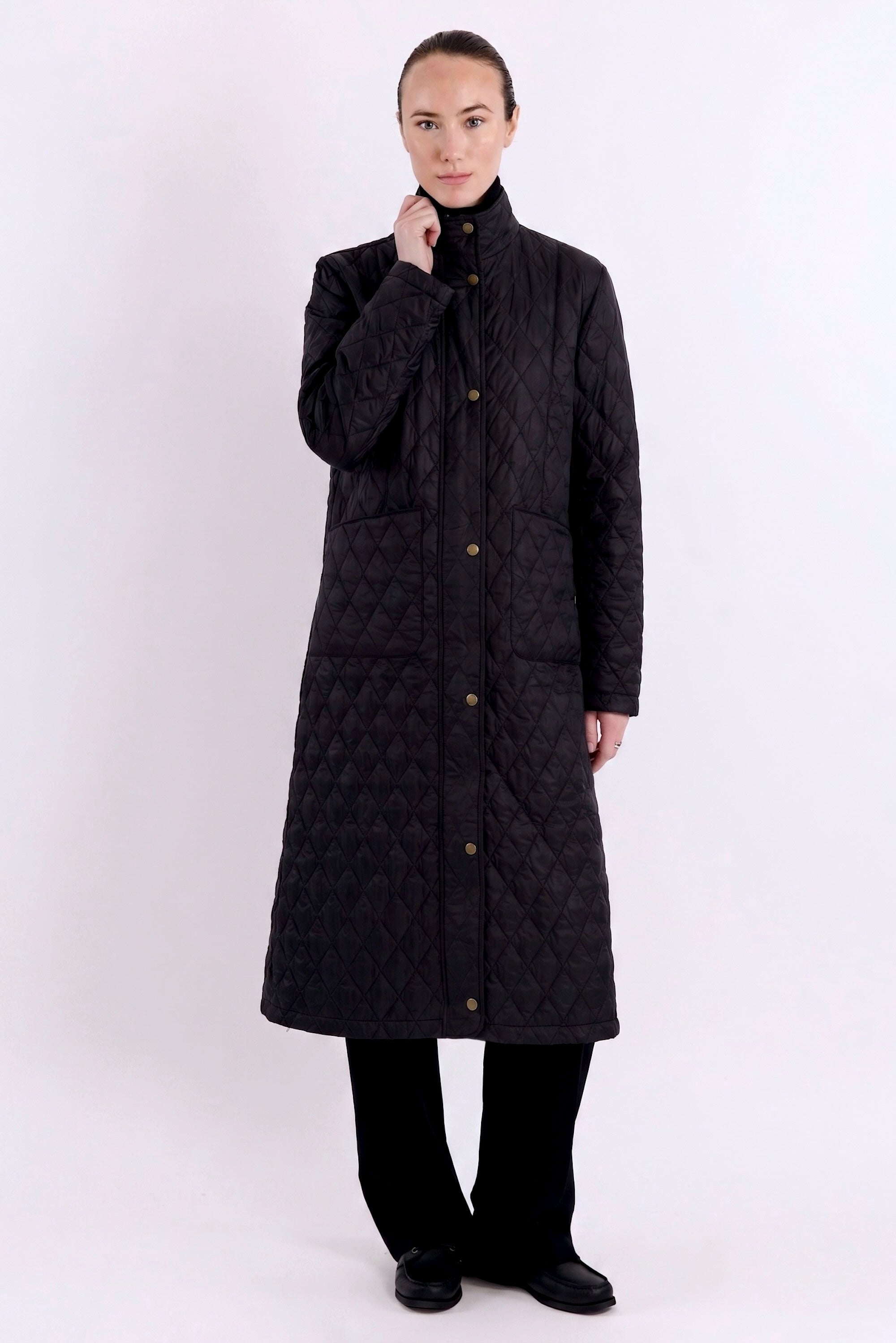 BarnForm Long Lightweight Trench Jacket #color_black