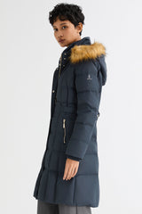 Long Faux Fur Hooded Down Coat - Orolay, #color_Pageant Blue