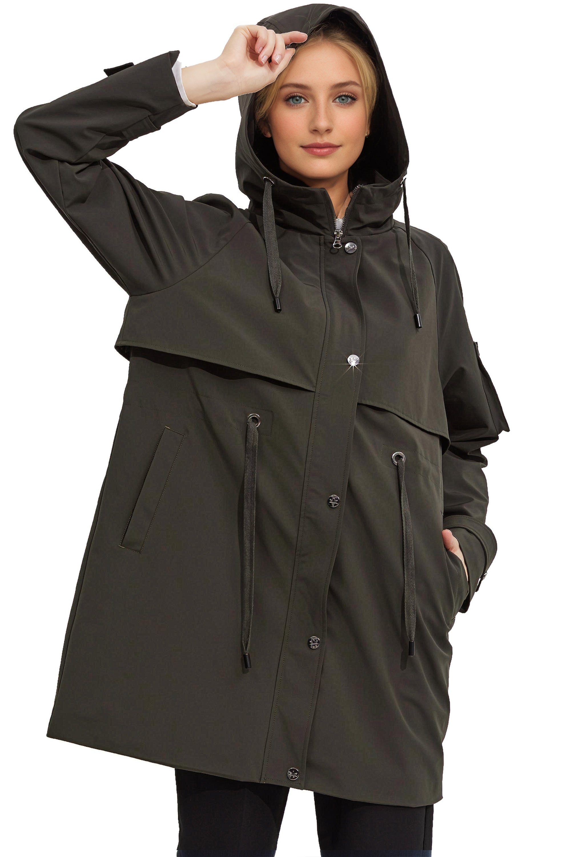 Orolay-Long Hooded Windbreaker-#color_Rosin