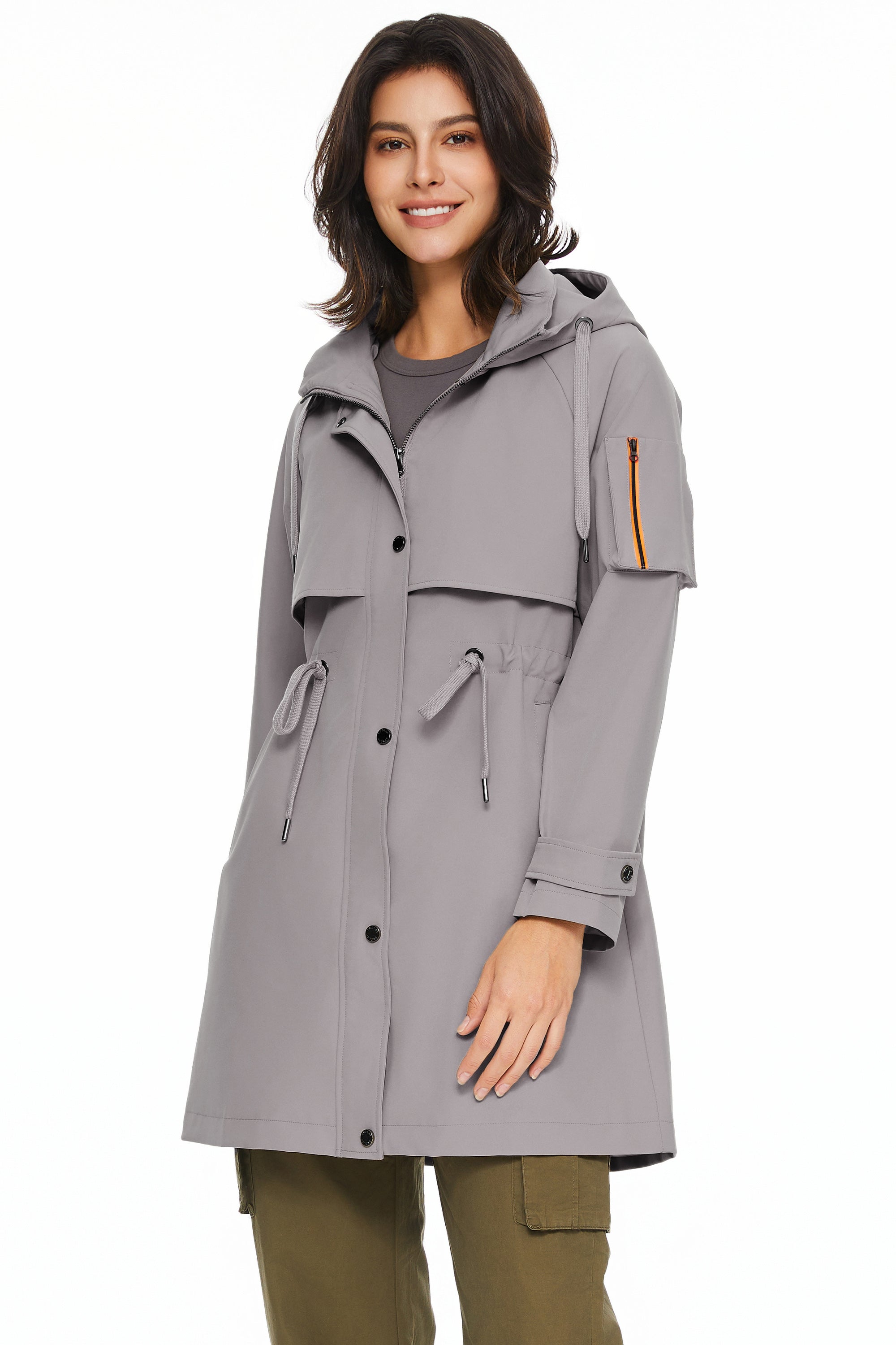 Orolay-Long Hooded Windbreaker-#color_Gull Gray