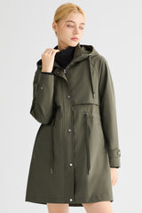 Orolay-Long Hooded Windbreaker-#color_olive