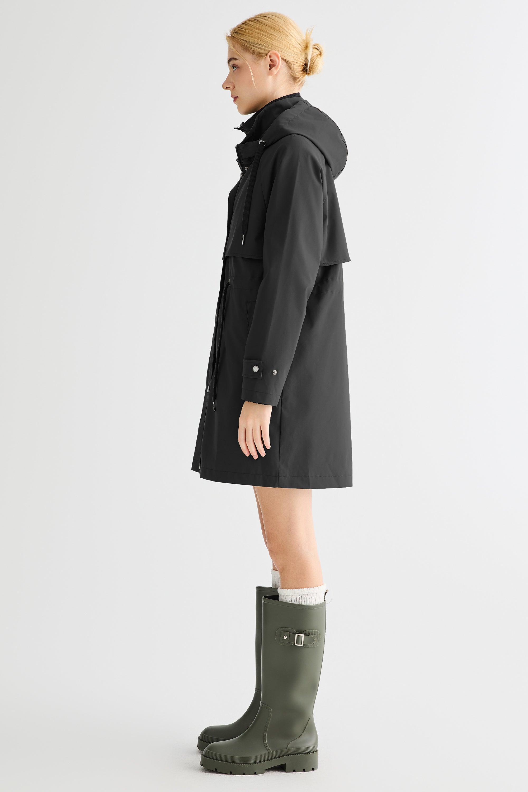 Orolay-Long Hooded Windbreaker-#color_black