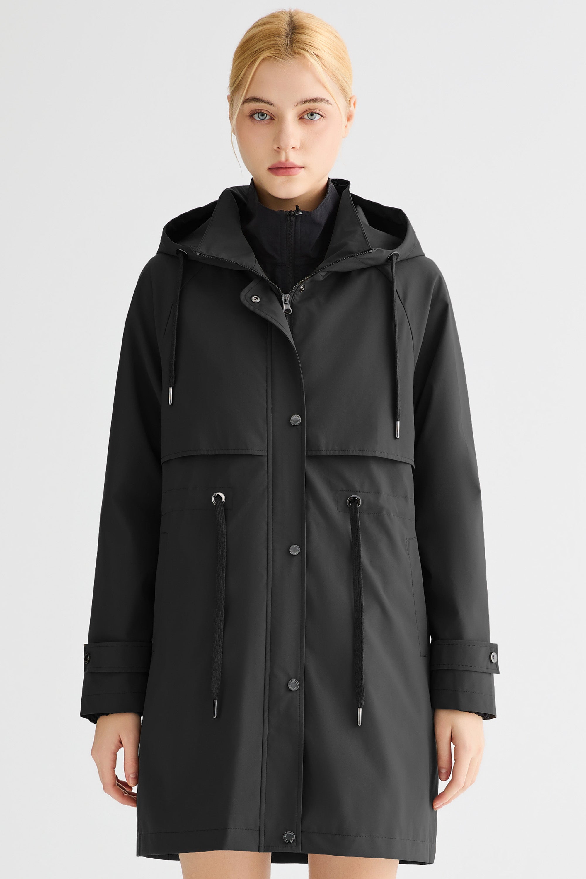 Orolay-Long Hooded Windbreaker-#color_black