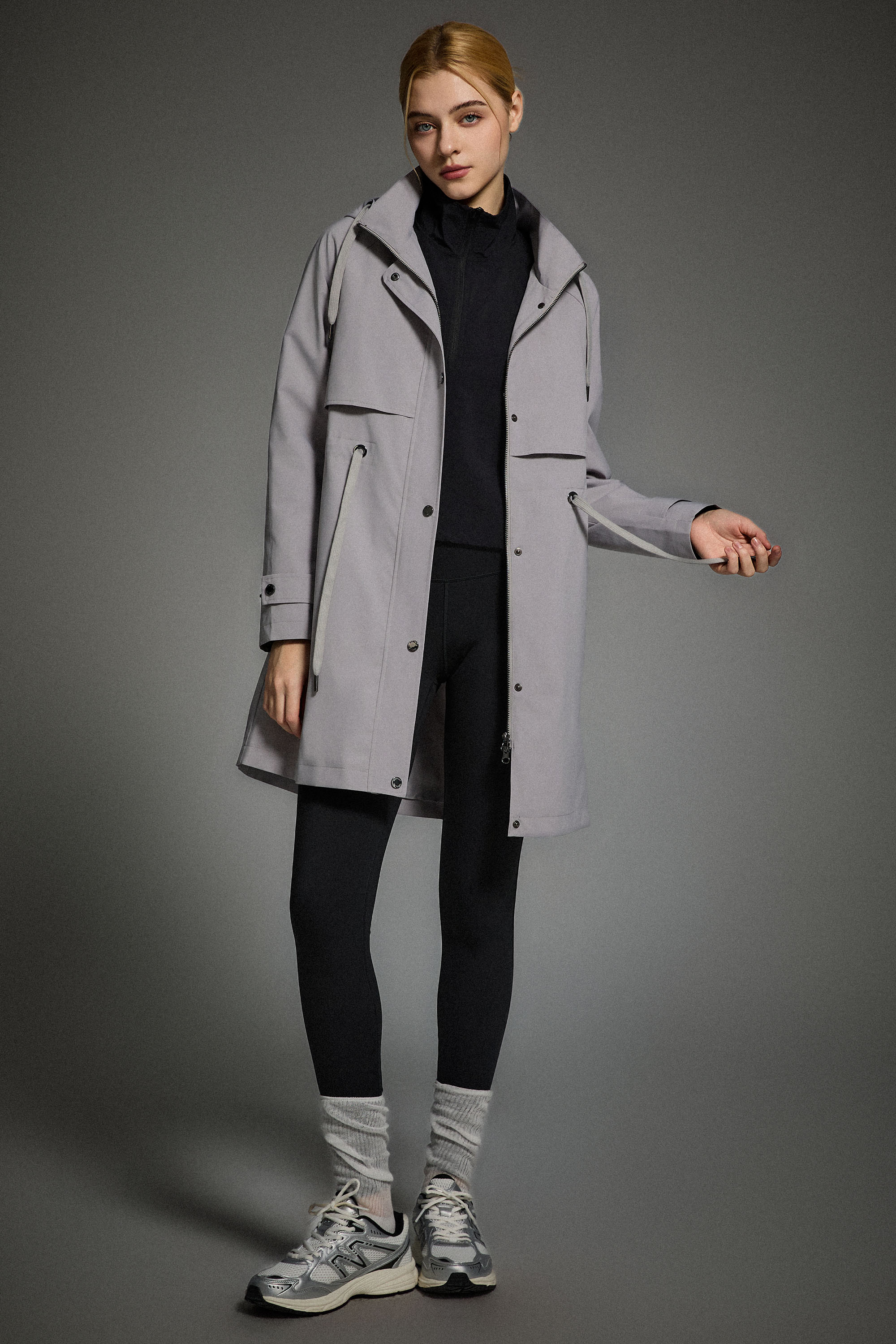 Orolay-Long Hooded Windbreaker-#color_Quiet Gray