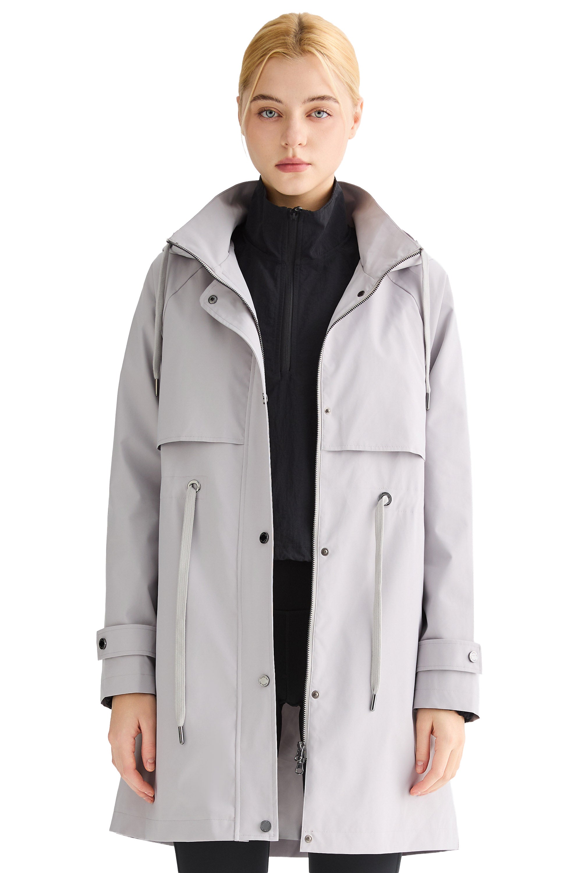 Orolay-Long Hooded Windbreaker-#color_Quiet Gray