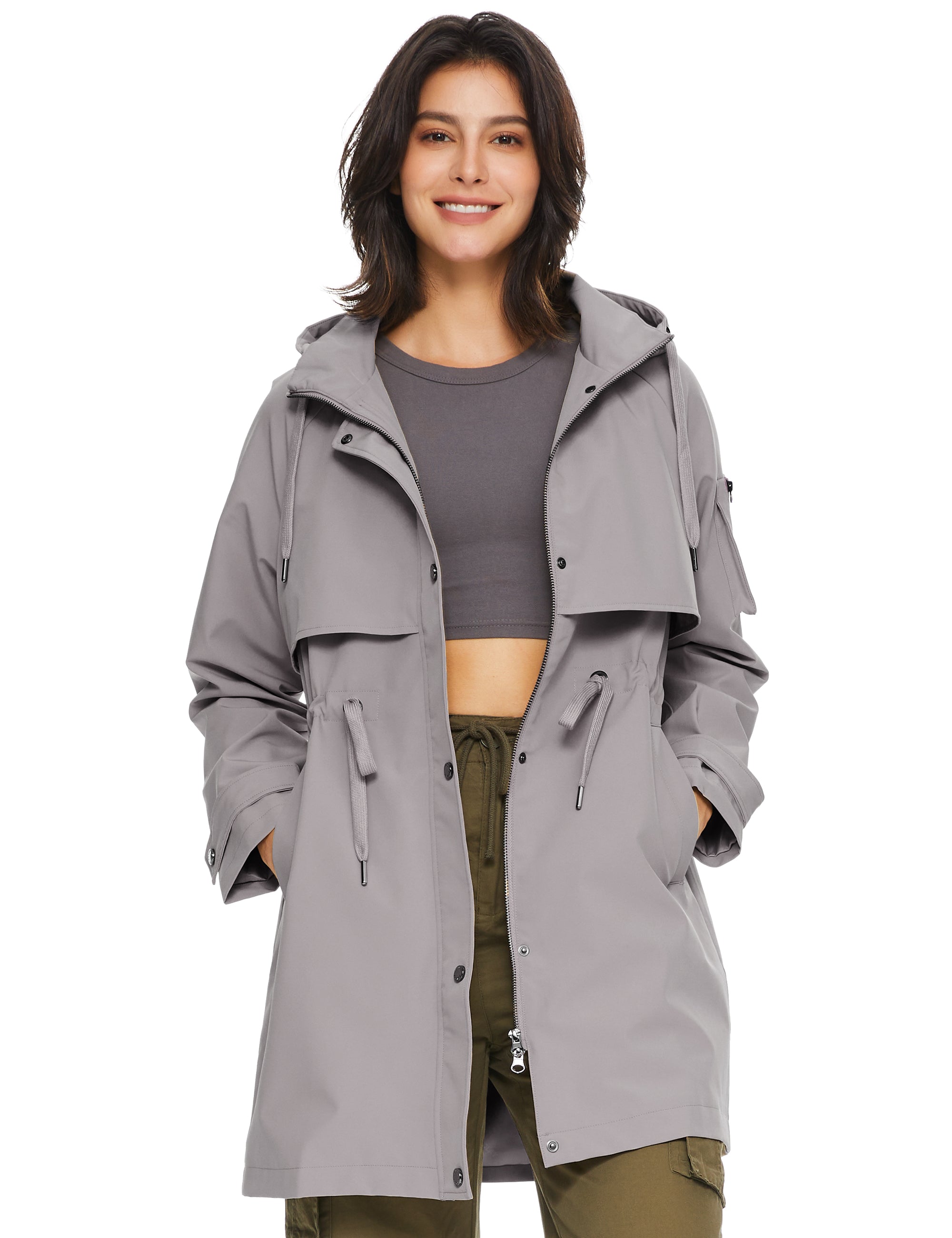 Orolay-Long Hooded Windbreaker-#color_Gull Gray