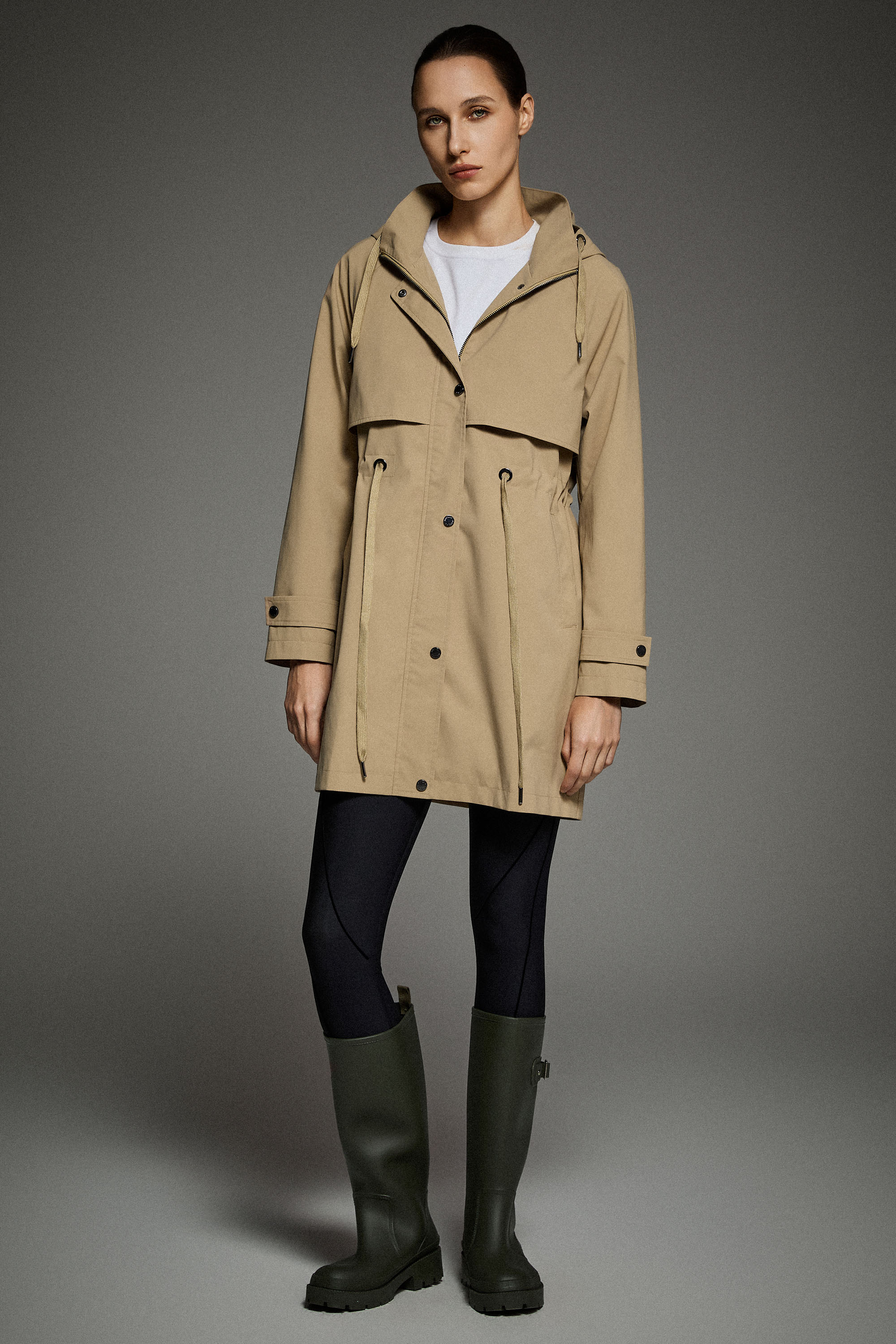 Orolay-Long Hooded Windbreaker-#color_khaki