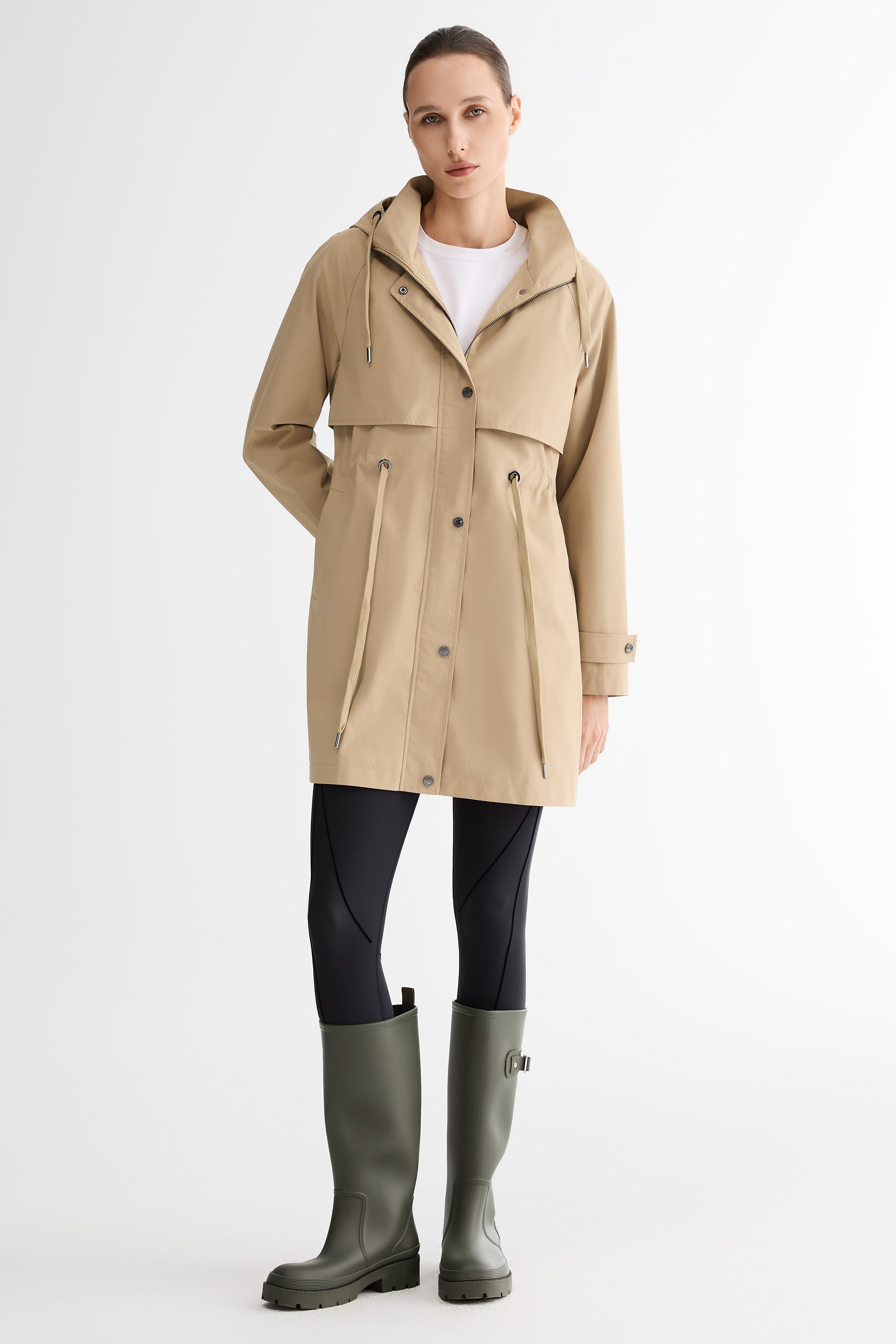 Orolay-Long Hooded Windbreaker-#color_khaki