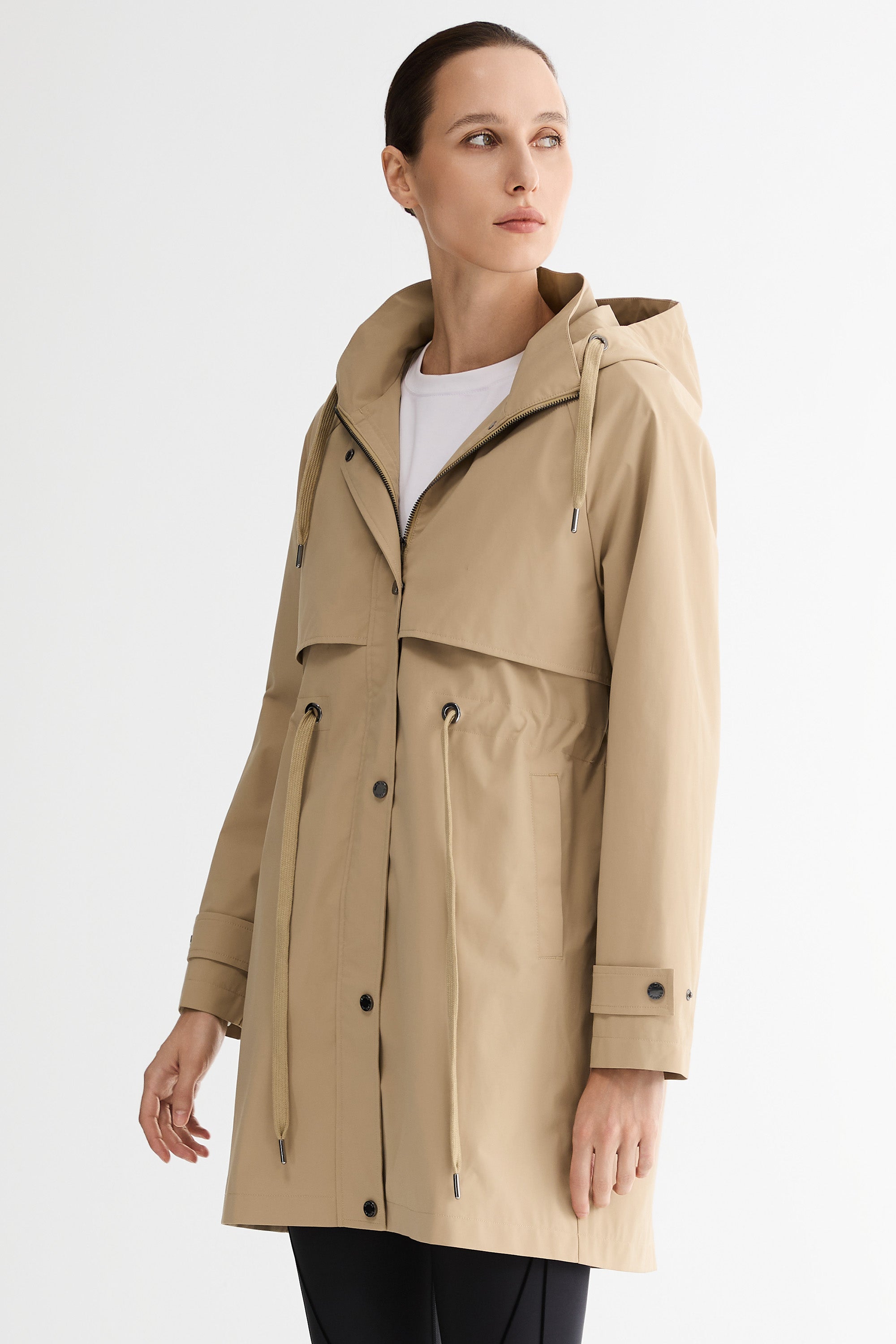 Orolay-Long Hooded Windbreaker-#color_khaki