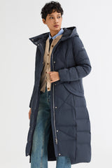 Orolay Long Maxi Down Coat with Hood women #color_Pageant Blue