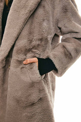 Orolay-Long Teddy Coat-#color_Shadow Gray