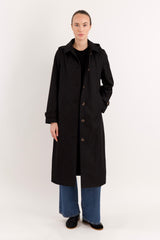 Long Single-Breasted Trench Coat #color_black