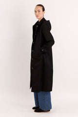 Long Single-Breasted Trench Coat #color_black