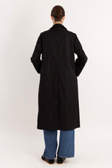 Long Single-Breasted Trench Coat #color_black