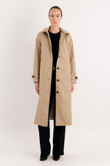 Long Single-Breasted Trench Coat #color_Frosted Almond