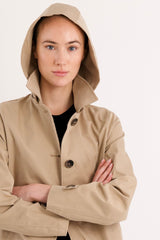 Long Single-Breasted Trench Coat #color_Frosted Almond