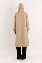 Long Single-Breasted Trench Coat #color_Frosted Almond