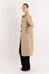 Long Single-Breasted Trench Coat #color_Frosted Almond