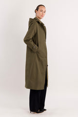 Long Single-Breasted Trench Coat #color_olive