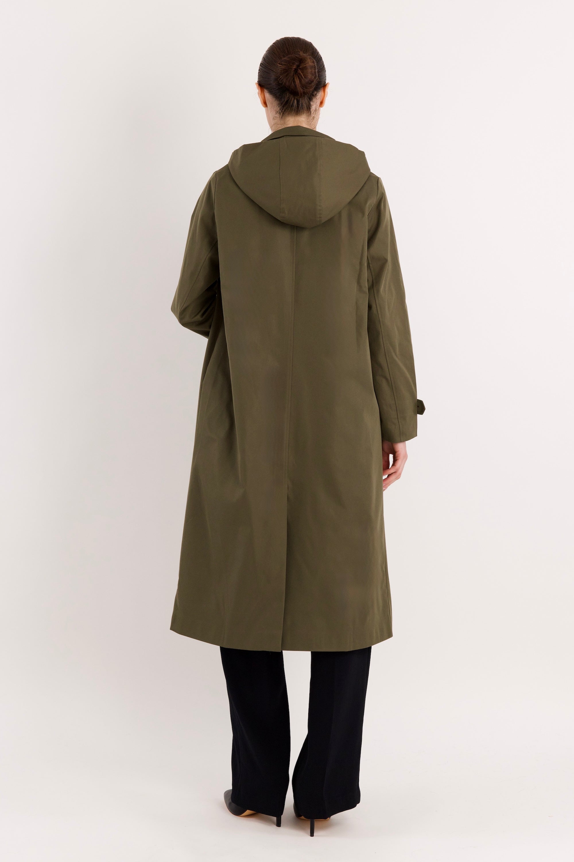 Long Single-Breasted Trench Coat #color_olive