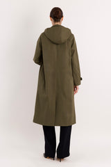 Long Single-Breasted Trench Coat #color_olive