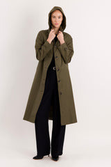 Long Single-Breasted Trench Coat #color_olive