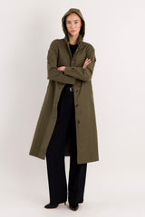 Long Single-Breasted Trench Coat #color_olive