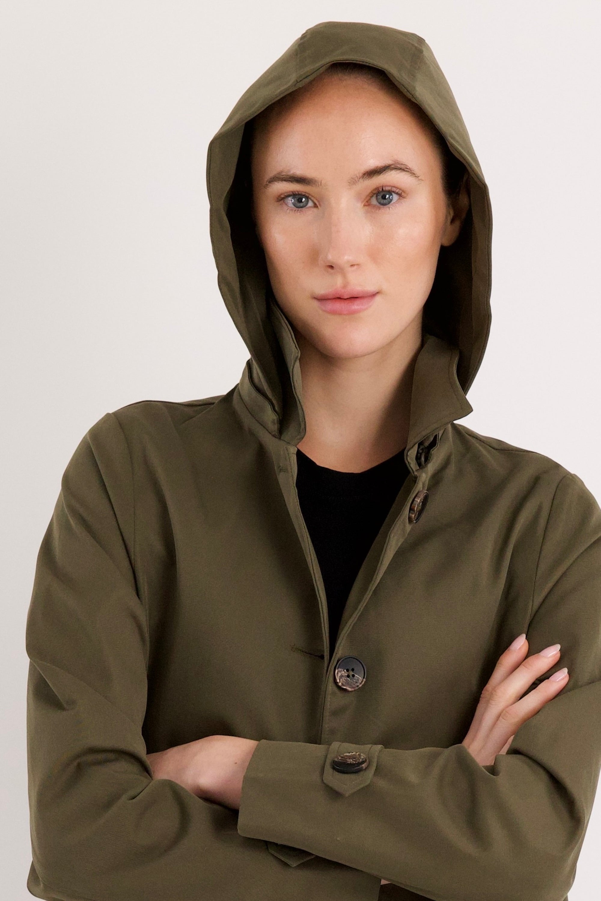Long Single-Breasted Trench Coat #color_olive