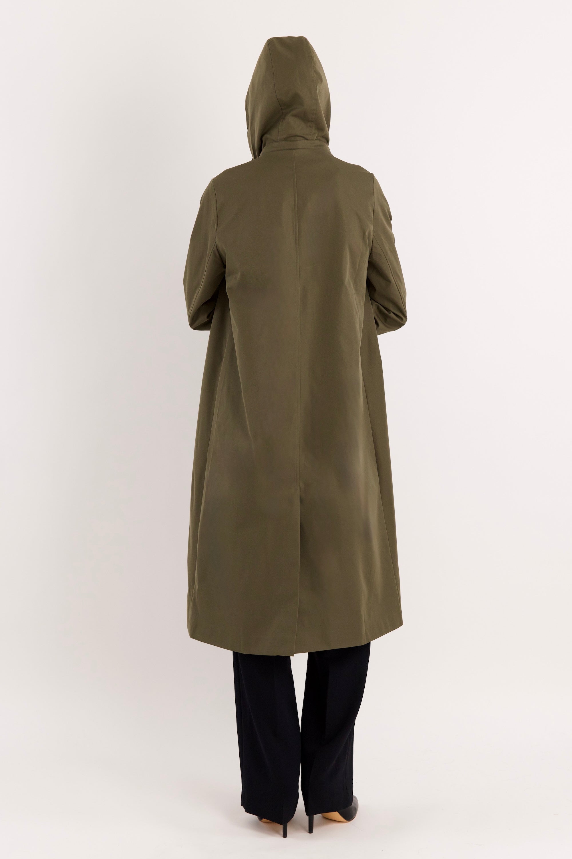Long Single-Breasted Trench Coat #color_olive
