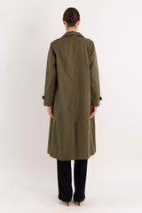 Long Single-Breasted Trench Coat #color_olive