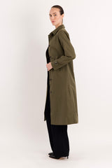 Long Single-Breasted Trench Coat #color_olive