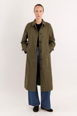 Long Single-Breasted Trench Coat #color_olive
