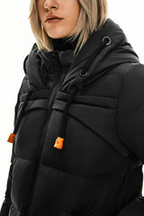 Orolay Long Thickened Hooded Down Jacket women #color_Black