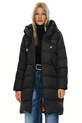 Orolay Long Thickened Hooded Down Jacket women #color_Black