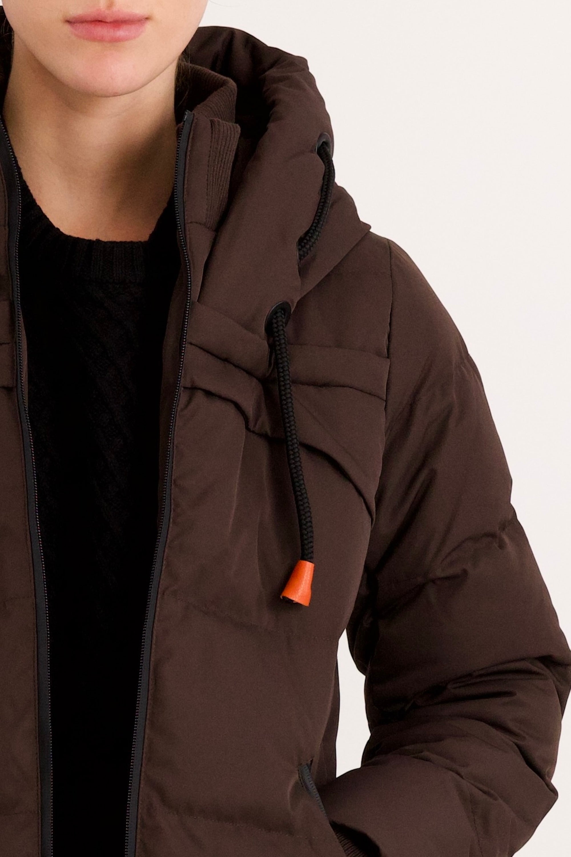 Orolay Long Thickened Hooded Down Jacket women #color_coffee
