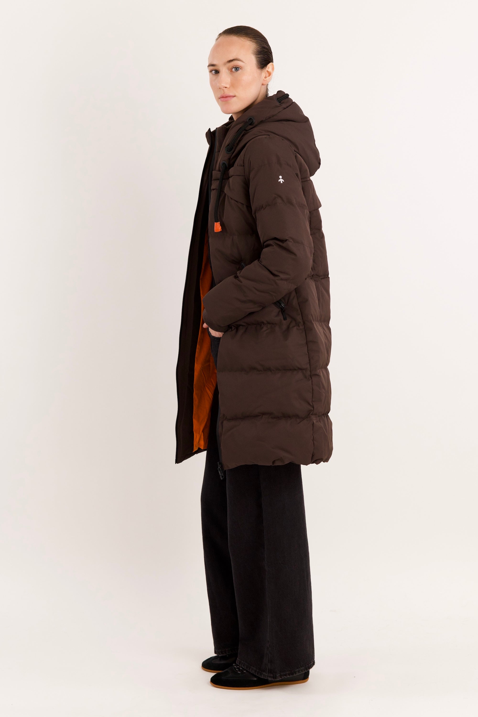 Orolay Long Thickened Hooded Down Jacket women #color_coffee