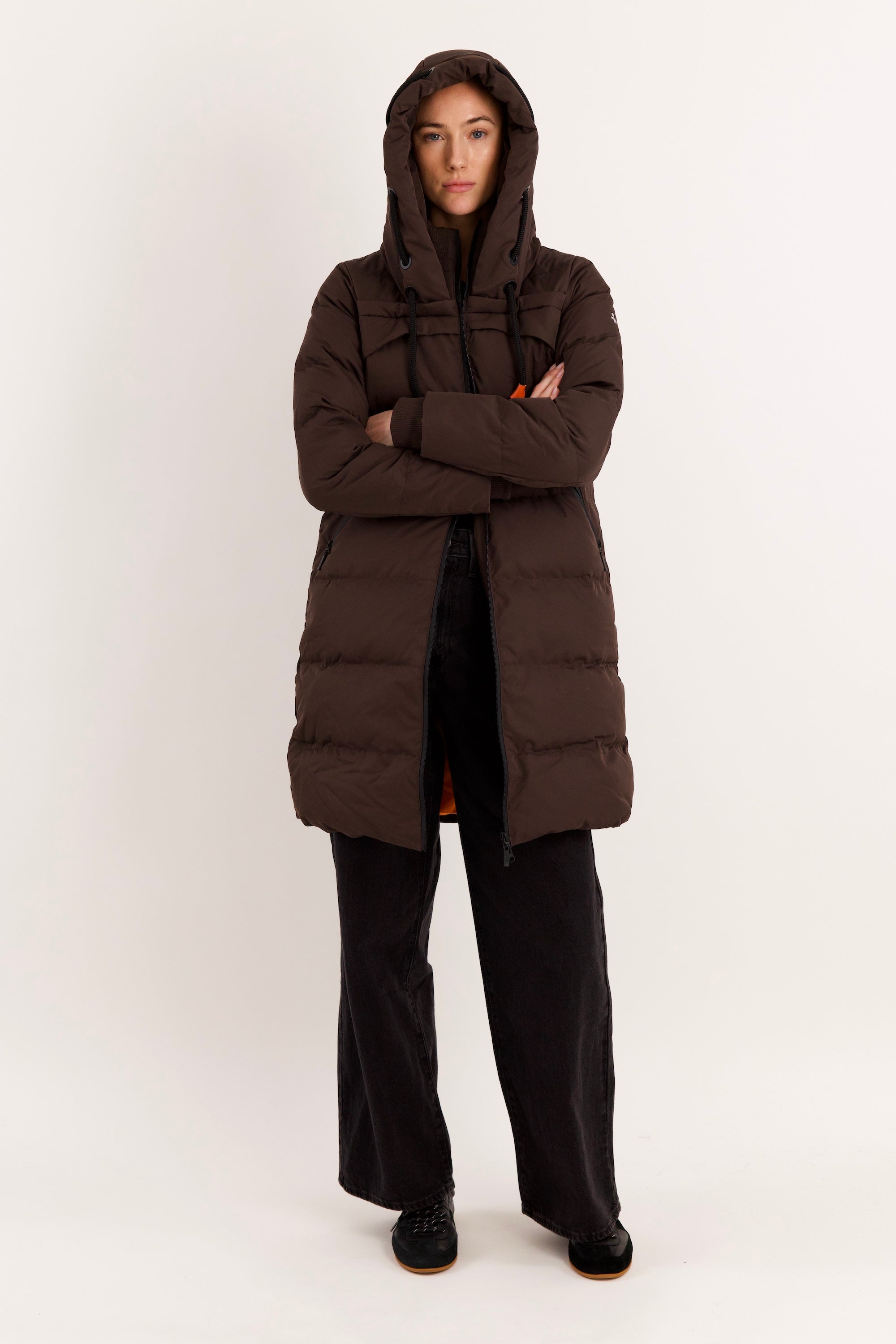 Orolay Long Thickened Hooded Down Jacket women #color_coffee