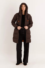 Orolay Long Thickened Hooded Down Jacket women #color_coffee