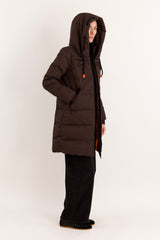 Orolay Long Thickened Hooded Down Jacket women #color_coffee
