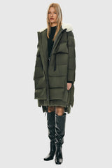 Orolay-Long Winter Puffer Jacket-Long Winter Puffer Jacket - Orolay, #color_Chive