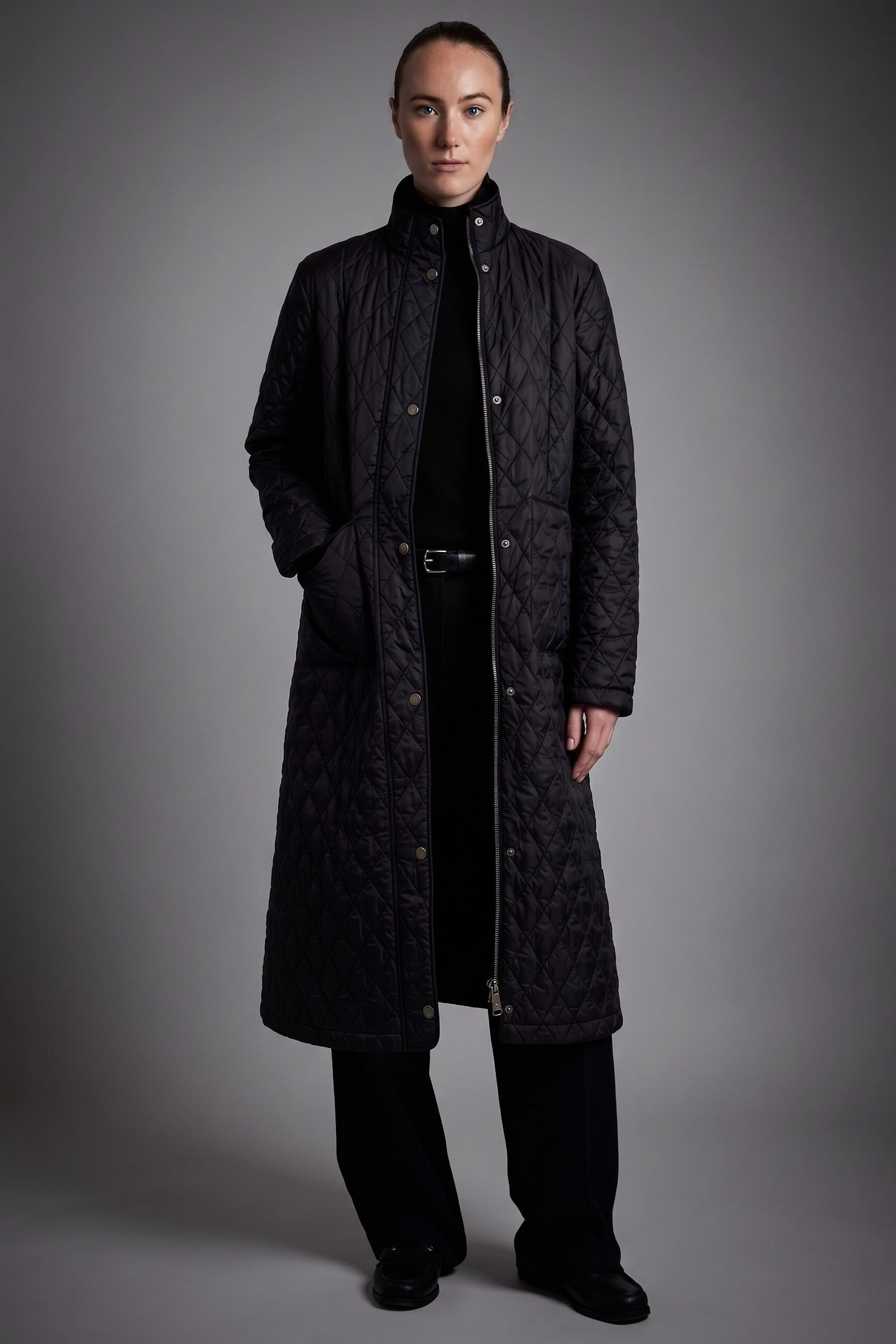 BarnForm Long Lightweight Trench Jacket #color_black