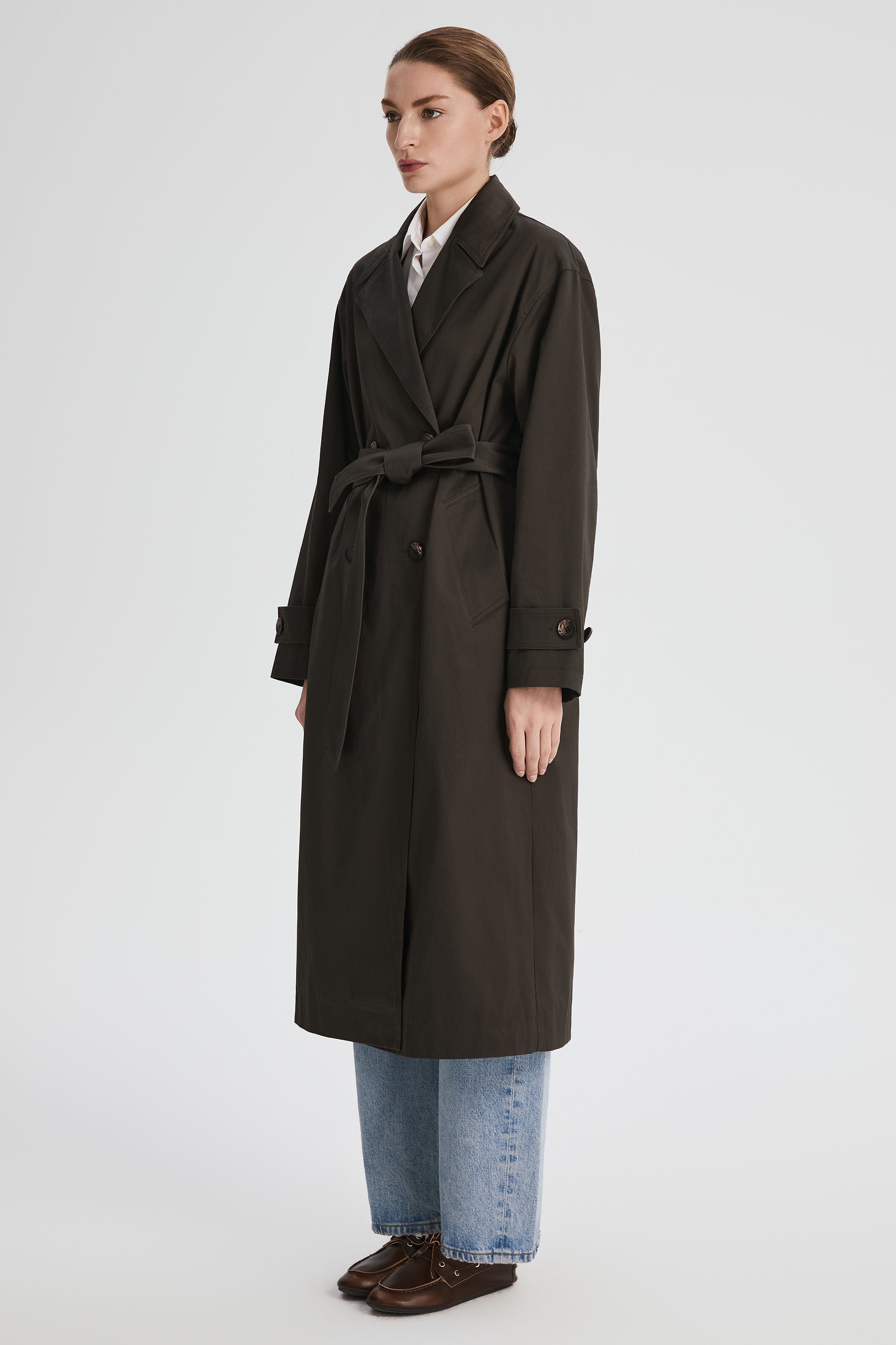 Maxi Length Oversized Trench Coat orolay #color_coffee
